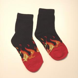 Detské bavlnené ponožky čierne - Fire, veľ. 21-23