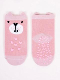 Detské bavlnené ponožky protišmykové ružové, veľ. 12-18 mesiacov