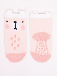 Detské bavlnené ponožky protišmykové sv. ružové, veľ. 12-18 mesiacov