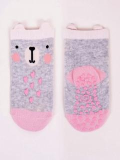 Detské bavlnené ponožky protišmykové sv. sivé, veľ. 12-18 mesiacov