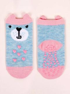 Detské bavlnené ponožky protišmykové sv. zelené, veľ. 12-18 mesiacov