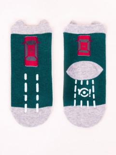 Detské bavlnené ponožky protišmykové tm. zelené, veľ. 12-18 mesiacov