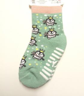 Detské froté ponožky protišmykové zelené - Pinguin, veľ. 12-18 mesiacov