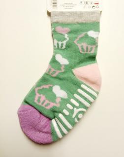 Detské froté ponožky protišmykové zelené, veľ. 12-18 mesiacov