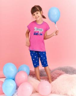 Detské letné pyžamo ružové s modrou, veľ. 92