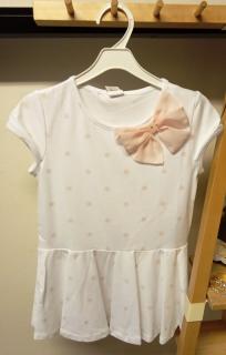 Detské letné šaty biele s ružovými guličkami, veľ. 116