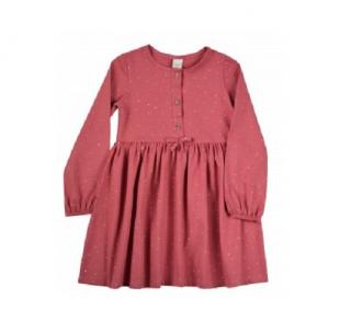 Detské šaty dlhý rukáv ružové s bodkami, veľ. 92