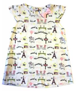 Detské šaty krátky rukáv smotanové - Paríž, veľ. 92