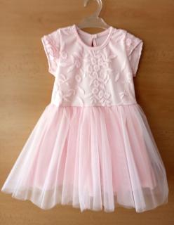 Detské sviatočné letné šaty s tylovou sukničkou sv. ružové, veľ. 104