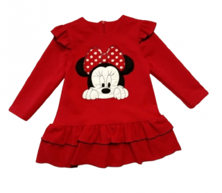 Detské teplákové šaty dlhý rukáv červené - Minnie, veľ. 92
