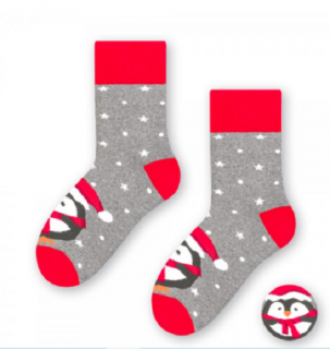 Detské vianočné ponožky termo froté sivé, veľ. 29-31