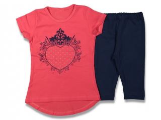 Dievčenská letná súprava tričko + 3/4 modré legíny, veľ. 92