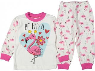 Dievčenské pyžamo biele s ružovou - Plameniak, veľ. 80