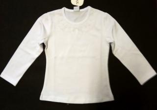 Dievčenské tričko / blúzka dl. rukáv biela s krajkovým golierom, veľ. 92