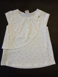 Dievčenské tričko / blúzka kr. rukáv biela so striebornými bodkami, veľ. 98