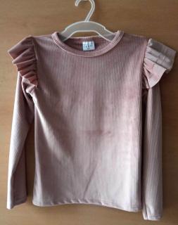 Dievčenské tričko / blúzka staro ružové s volánikom veľ. 122