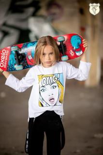 Dievčenské tričko dlhý rukáv biele s potlačou Voga Kids by Italia, veľ. 110/116