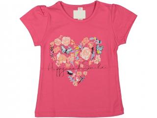 Dievčenské tričko kr. rukáv ružové Motýle, veľ. 86