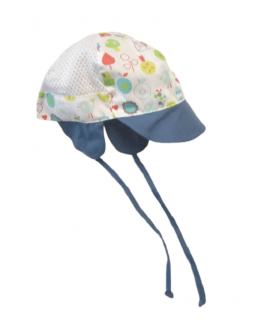 Letná vzdušná čiapka pre chlapčeka biela s modrou, obv. hlavy 40 cm