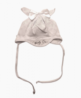 Letná vzdušná čiapka pre novorodenca biela s mašličkou, obv. hlavy 36 cm