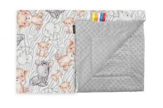 ZATEPLENÁ deka pre bábätko minky sv. sivá / biela bavlna - Safari, 75x100cm