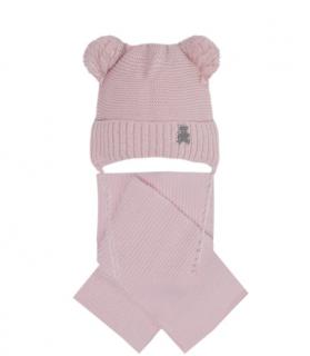Zimný komplet pre bábätko čiapka staro ružová + šál, obvod hlavy 40-42 cm