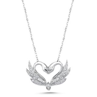 Luxusný strieborný náhrdelník Labutie srdce