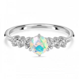 Luxusný strieborný prsteň s opálom a topazmi Soulmate Veľkosť: 52