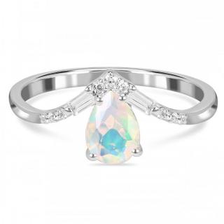 Luxusný strieborný prsteň s opálom a topazy Princess Veľkosť: 52