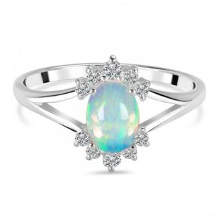 Luxusný strieborný prsteň s opálom a topazy Romance Veľkosť: 57