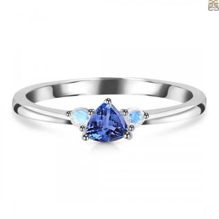 Luxusný strieborný prsteň s tanzanitom a mesačným kameňom Spark Veľkosť: 54