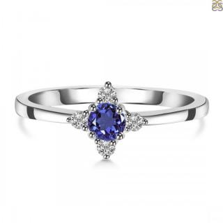 Luxusný strieborný prsteň s tanzanitom a topazmi Stella Veľkosť: 52