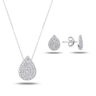 Strieborná sada šperkov kvapka - náušnice, náhrdelník