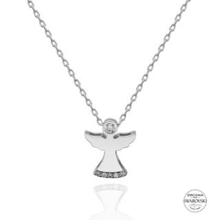Strieborný náhrdelník anjel Swarovski