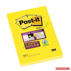 Bloček Post-it Super Sticky 102x152 žltý linajky