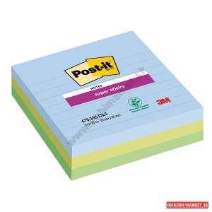 Bloček Post-it Super Sticky OASIS, veľkosť 101x101 mm XL, linajkové, 3 bločky po 70 lístkov