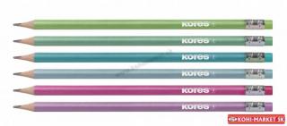Ceruzka s gumou, HB, trojhranná, KORES "GRAFIT Style", mix  kovové farby 1ks