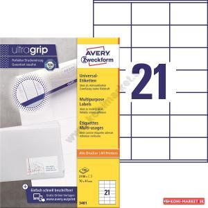 Etikety univerzálne 70x41mm Avery A4 100 hárkov