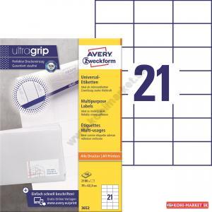 Etikety univerzálne 70x42,3mm Avery A4 100 hárkov