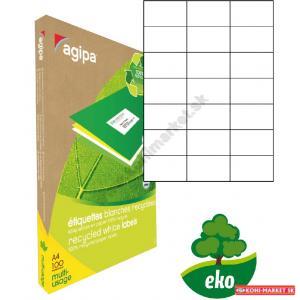 Etikety univerzálne recyklované 70x42,4mm Agipa A4 100 hárkov