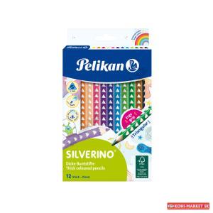Farbičky Pelikan Silverino trojhranné hrubé 12ks