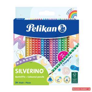 Farbičky Pelikan Silverino trojhranné tenké 24ks