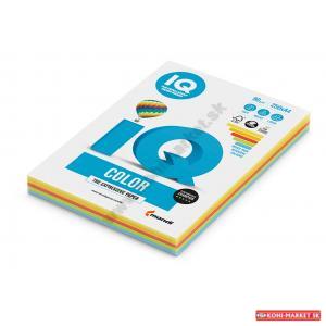Farebný papier IQ color 5x50 mix intenzívne farby, A4 80g