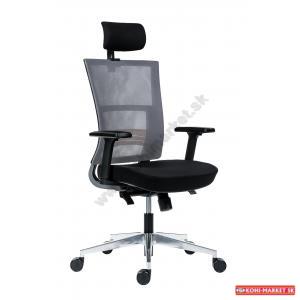 Kancelárska stolička Next s čiernym sedákom (operadlo sivá sieťovina)