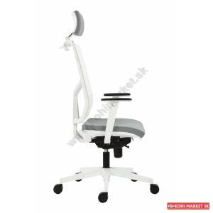 Kancelárska stolička Omnia White, PDH+ podrúčky, svetlo sivá