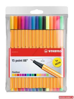 Liner Stabilo point 88 sada 15ks neon