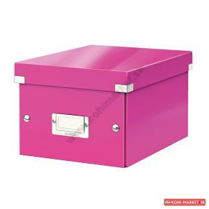 Malá škatuľa Click & Store metalická ružová