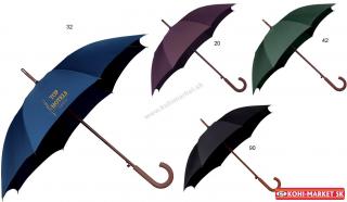Neskladací automatický dáždnik Mista s drevenou palicou a rukoväťou K06.3216.99 farba MIX