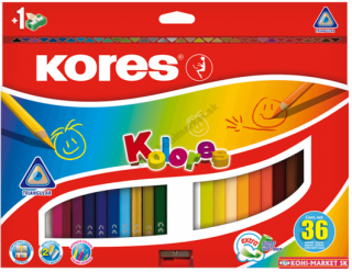 Pastelky Kolores 36 ks Kores trojhranné + orezávatko