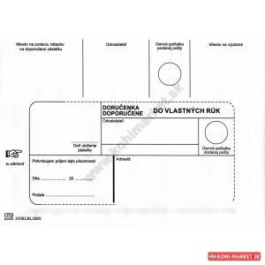 Poštové obálky B6 doručenka do VR bez opakovaného doručenia, 1000 ks